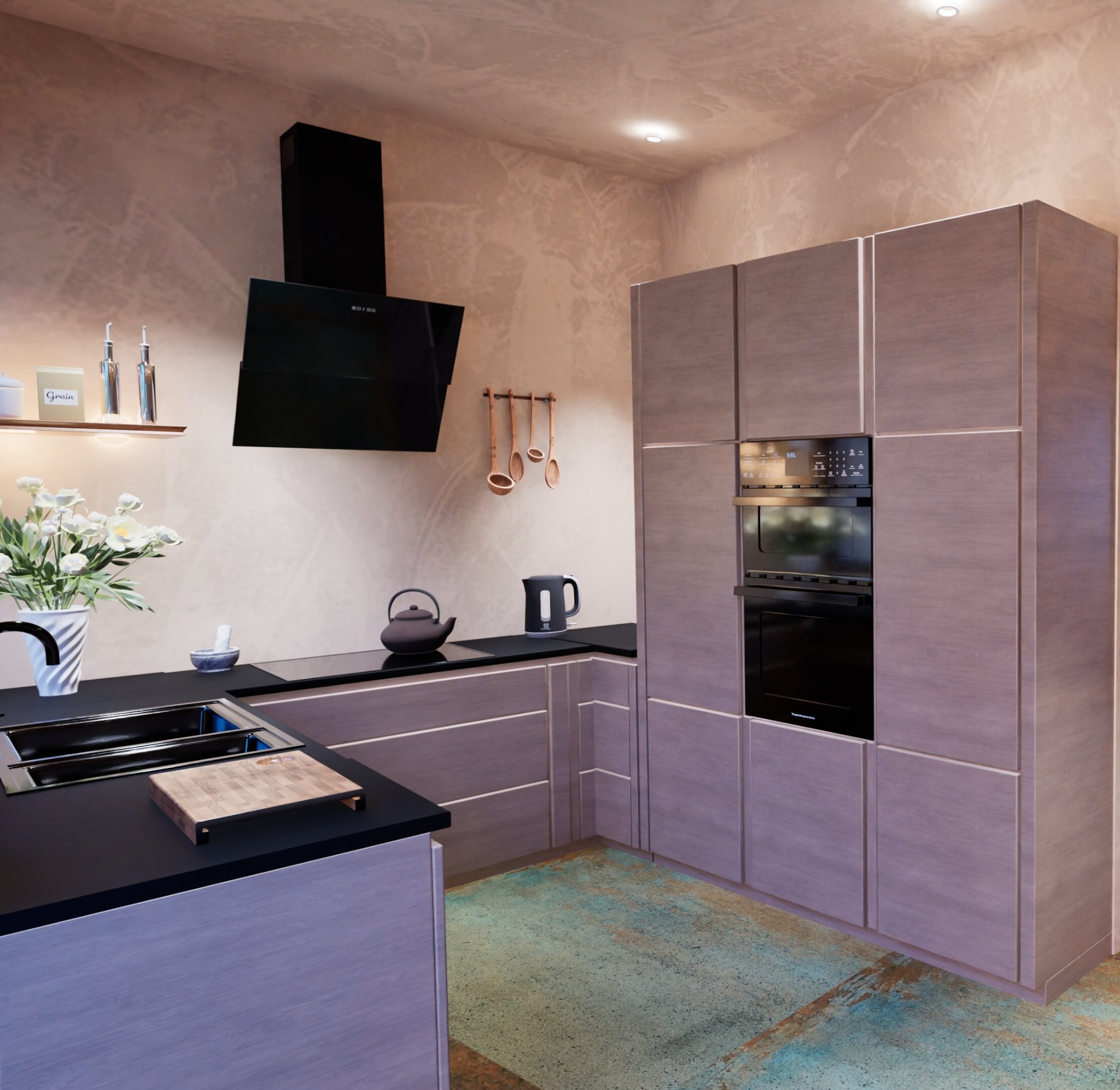 Cuisine équipée proposée pour les appartements 2, 3 et 4 des 5 Colombes